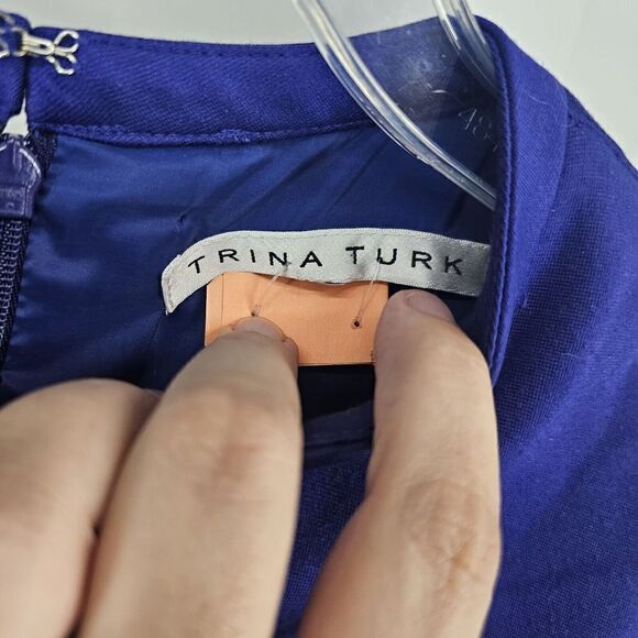 Trina Turk Women's Size 4 Blue Cutout Sheath Business Career Keyhole Half Sleeve - Picture 5 of 9